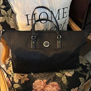 Tommy Hilfiger logo patterned Black Tote Bag 15x10
